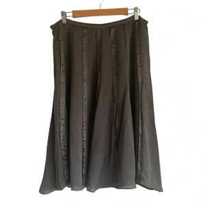 Liz Clairbone 100% Silk Paneled A Line Charcoal Gray Skirt NWT Size 12